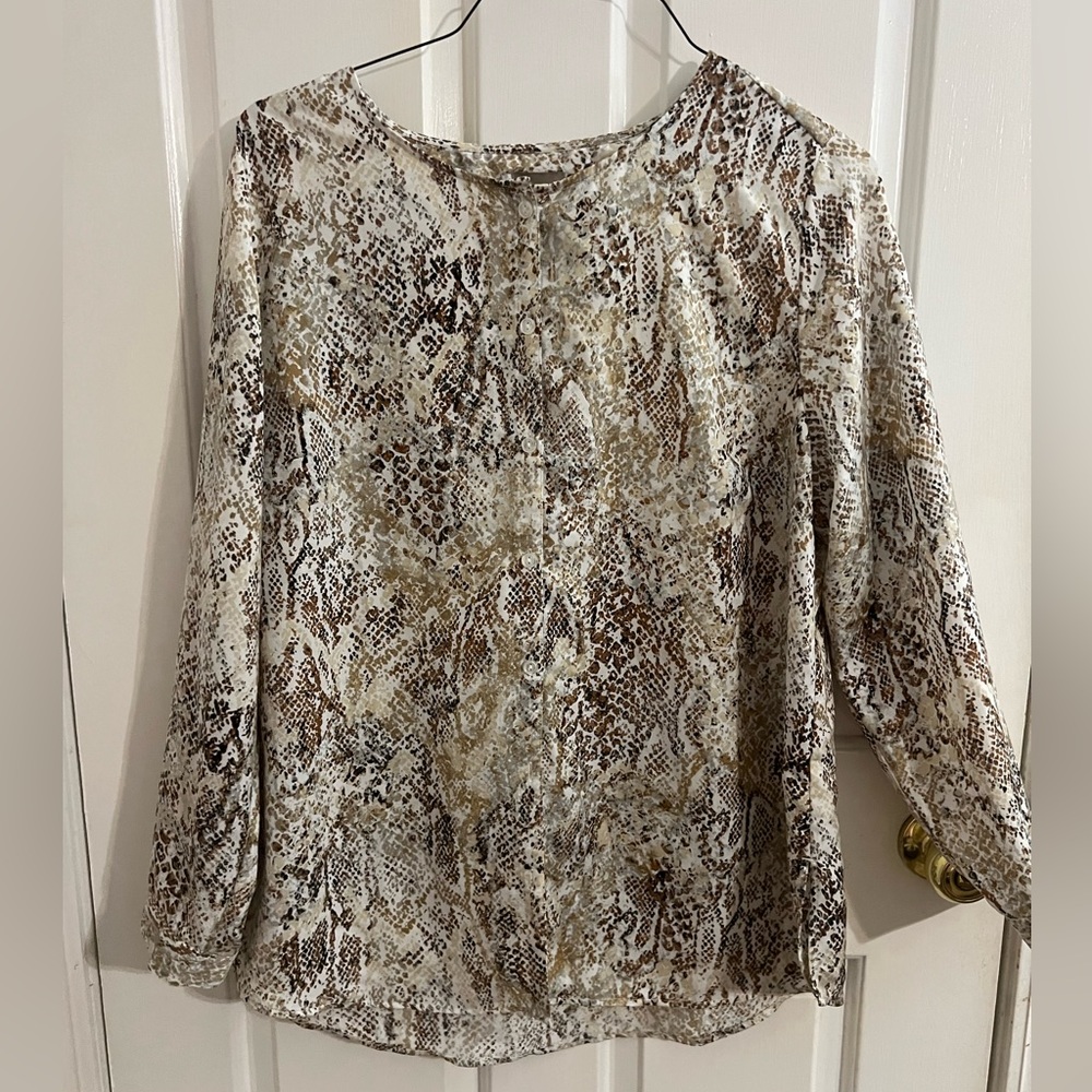 Women’s chicos size 2 snake skin blouse.